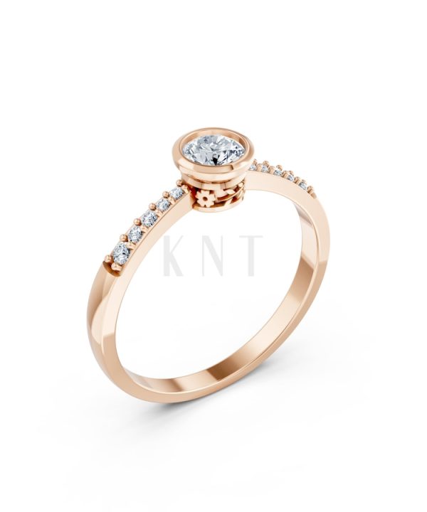 Nhẫn đính hôn đá cao cấp R298 màu vàng hồng Rose Gold họa tiết ấn tượng, cá tính