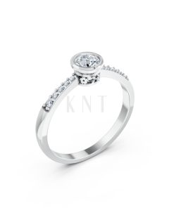 Nhẫn đính hôn đá cao cấp R298 màu vàng trắng White Gold kiểu dáng hiện đại, nổi bật