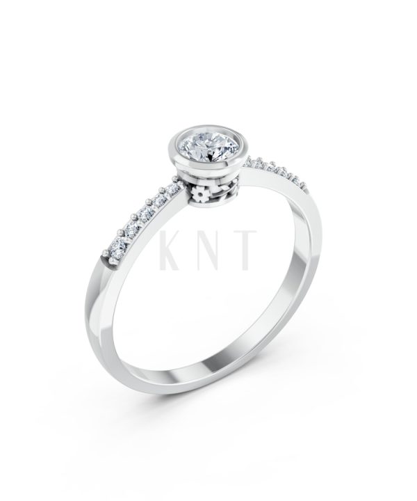 Nhẫn đính hôn đá cao cấp R298 màu vàng trắng White Gold kiểu dáng hiện đại, nổi bật