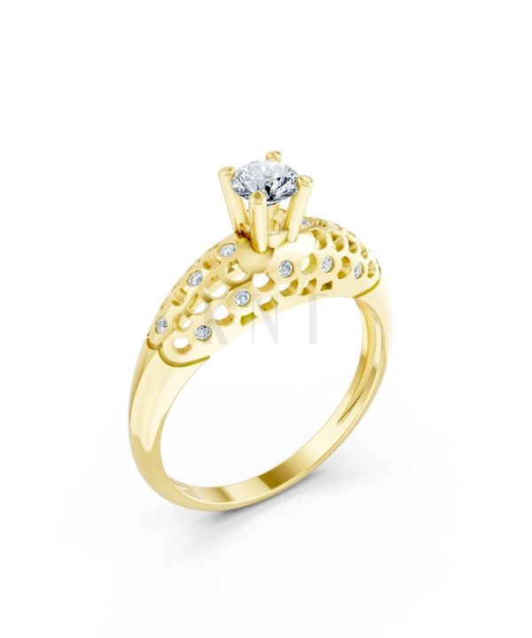 Nhẫn đính hôn đá US R299 màu Vàng Gold thiết kế tinh tế, sang trọng