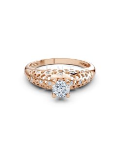 Nhẫn đính hôn đá US R299 màu vàng hồng Rose Gold vàng đẹp, họa tiết hình học, độc đáo