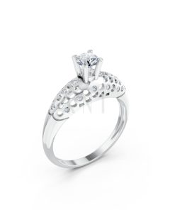 Nhẫn đính hôn đá US R299 màu vàng trắng White Gold kiểu dáng hiện đại, nổi bật