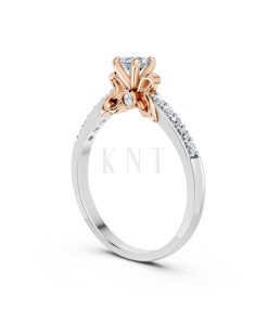 Nhẫn đính hôn đá cao cấp R301 phối màu Dual Color vàng đẹp, họa tiết hình học, độc đáo