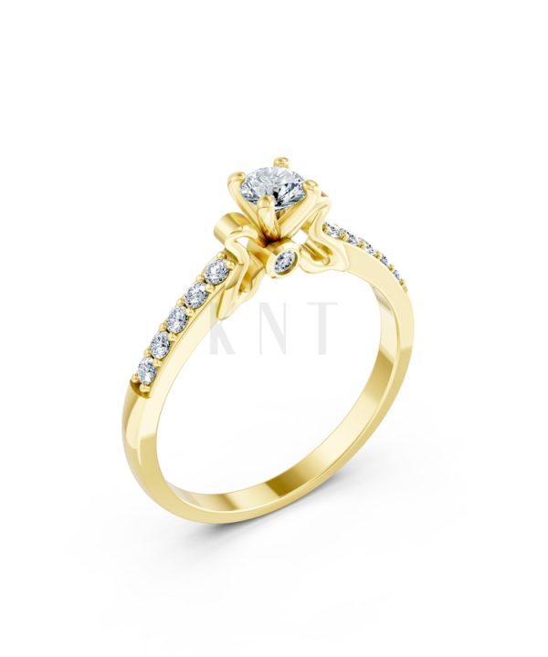 Nhẫn đính hôn đá cao cấp R301 màu Vàng Gold thiết kế tinh tế, sang trọng