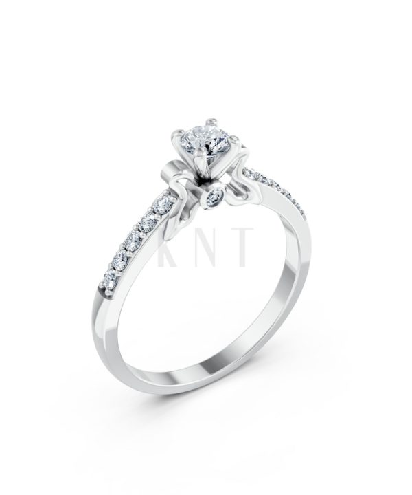 Nhẫn đính hôn đá cao cấp R301 màu vàng trắng White Gold kiểu dáng hiện đại, nổi bật