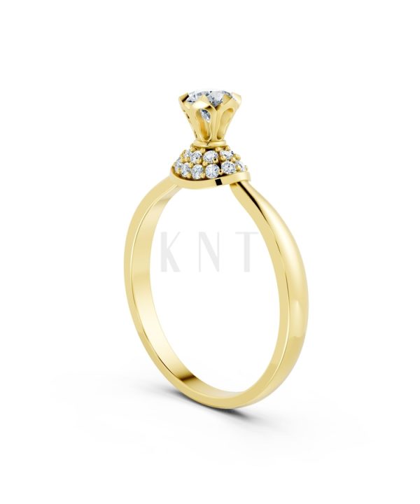 Nhẫn đính hôn R302 màu Vàng Gold vàng 10K/14K/18K/607 cao cấp, thanh lịch