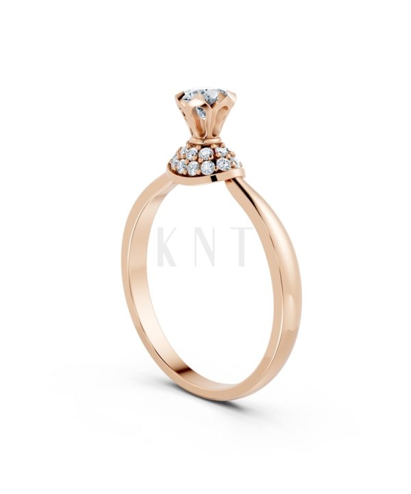 Nhẫn đính hôn R302 màu vàng hồng Rose Gold vàng đẹp, họa tiết hình học, độc đáo