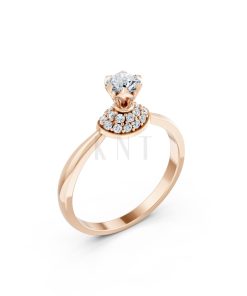 Nhẫn đính hôn R302 màu vàng hồng Rose Gold họa tiết ấn tượng, cá tính