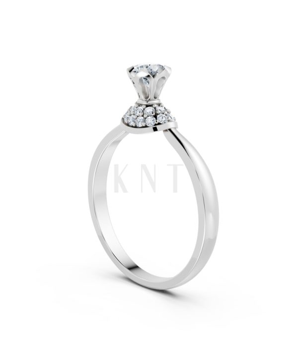 Nhẫn đính hôn R302 màu vàng trắng White Gold kiểu dáng cá tính, hiện đại