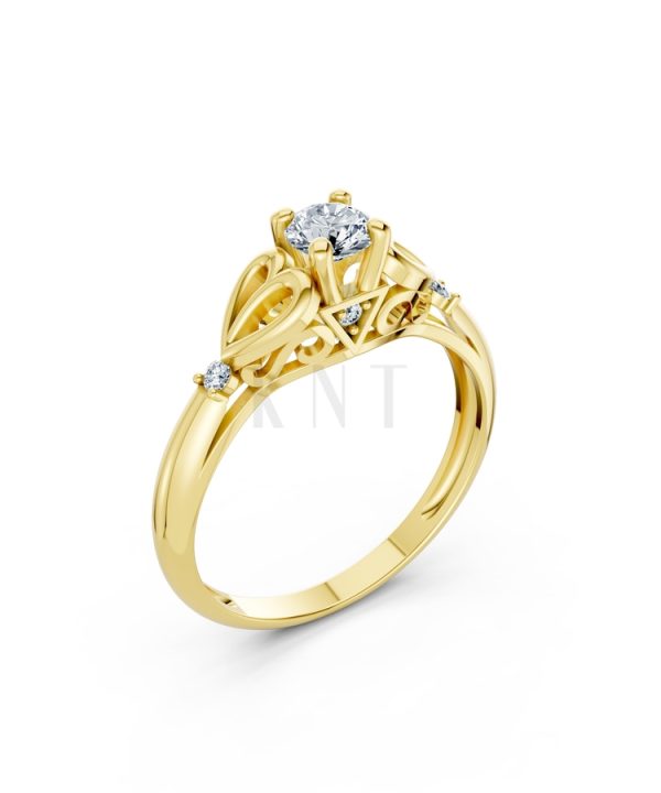 Nhẫn đính hôn đá US R303 màu Vàng Gold thiết kế tinh tế, sang trọng