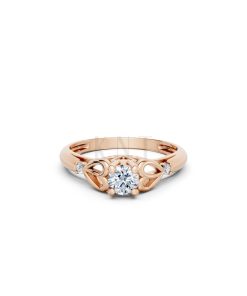 Nhẫn đính hôn đá US R303 màu vàng hồng Rose Gold thiết kế đối xứng, phong cách, ấn tượng