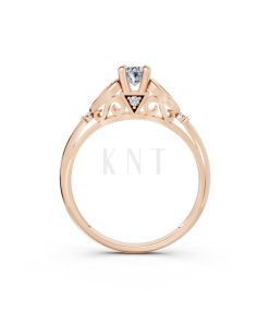 Nhẫn đính hôn đá US R303 màu vàng hồng Rose Gold vàng đẹp, họa tiết hình học, độc đáo