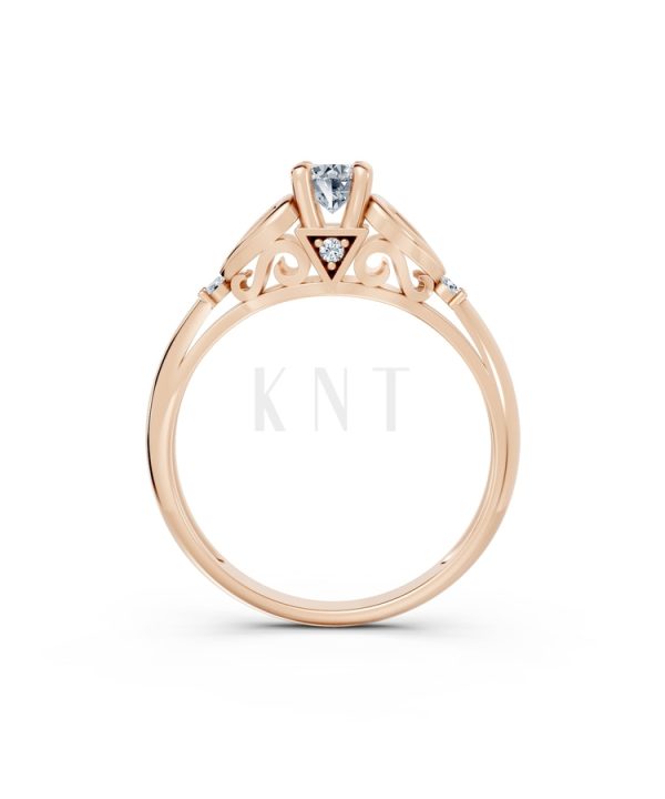 Nhẫn đính hôn đá US R303 màu vàng hồng Rose Gold vàng đẹp, họa tiết hình học, độc đáo
