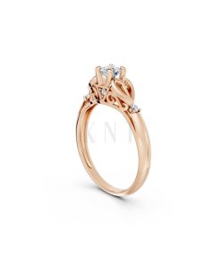 Nhẫn đính hôn đá US R303 màu vàng hồng Rose Gold phong cách trẻ trung, nổi bật