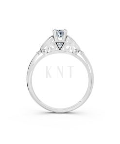 Nhẫn đính hôn đá US R303 màu vàng trắng White Gold kiểu dáng cá tính, hiện đại