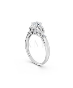Nhẫn đính hôn đá US R303 màu vàng trắng White Gold vàng sáng, đường nét sắc sảo, tinh tế