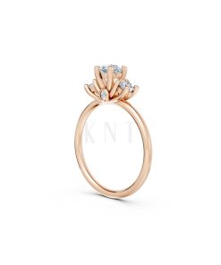 Nhẫn đính hôn đá US R313 màu vàng hồng Rose Gold vàng đẹp, họa tiết hình học, độc đáo