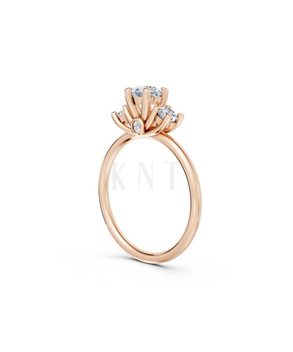 Nhẫn đính hôn đá US R313 màu vàng hồng Rose Gold vàng đẹp, họa tiết hình học, độc đáo