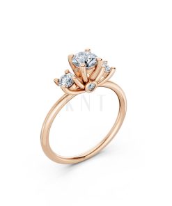 Nhẫn đính hôn đá US R313 màu vàng hồng Rose Gold họa tiết ấn tượng, cá tính