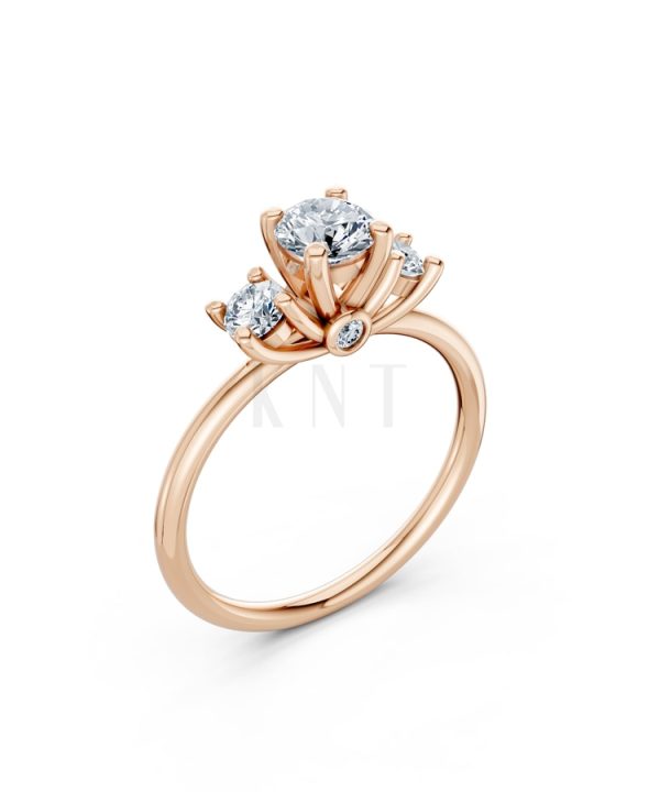 Nhẫn đính hôn đá US R313 màu vàng hồng Rose Gold họa tiết ấn tượng, cá tính