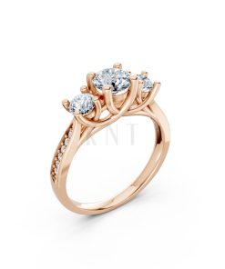 Nhẫn đính hôn đá US R314 màu vàng hồng Rose Gold họa tiết ấn tượng, cá tính