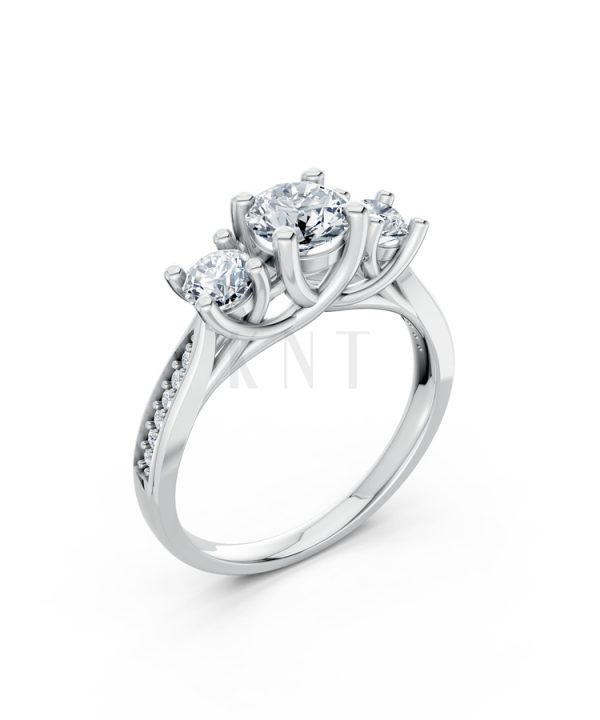 Nhẫn đính hôn đá US R314 màu vàng trắng White Gold kiểu dáng hiện đại, nổi bật