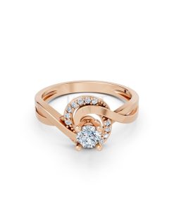 Nhẫn đính hôn đá cao cấp R316 màu vàng hồng Rose Gold thiết kế đối xứng, phong cách, ấn tượng