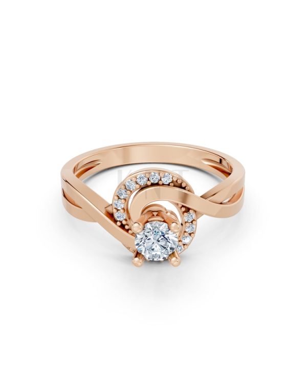 Nhẫn đính hôn đá cao cấp R316 màu vàng hồng Rose Gold thiết kế đối xứng, phong cách, ấn tượng