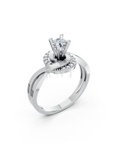 Nhẫn đính hôn đá cao cấp R316 màu vàng trắng White Gold kiểu dáng hiện đại, nổi bật