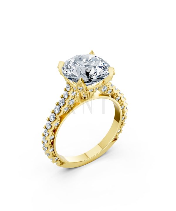 Nhẫn đính hôn đá US R317 màu Vàng Gold thiết kế tinh tế, sang trọng