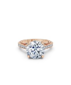 Nhẫn đính hôn đá US R317 màu vàng hồng Rose Gold thiết kế đối xứng, phong cách, ấn tượng