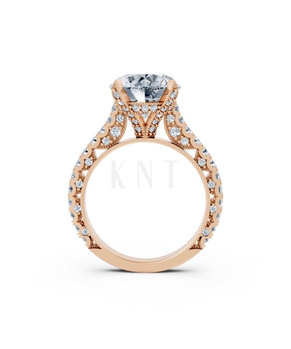 Nhẫn đính hôn đá US R317 màu vàng hồng Rose Gold vàng đẹp, họa tiết hình học, độc đáo