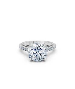 Nhẫn đính hôn đá US R317 màu vàng trắng White Gold vàng sáng bóng, thiết kế trẻ trung