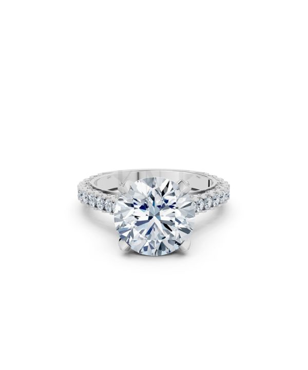 Nhẫn đính hôn đá US R317 màu vàng trắng White Gold vàng sáng bóng, thiết kế trẻ trung