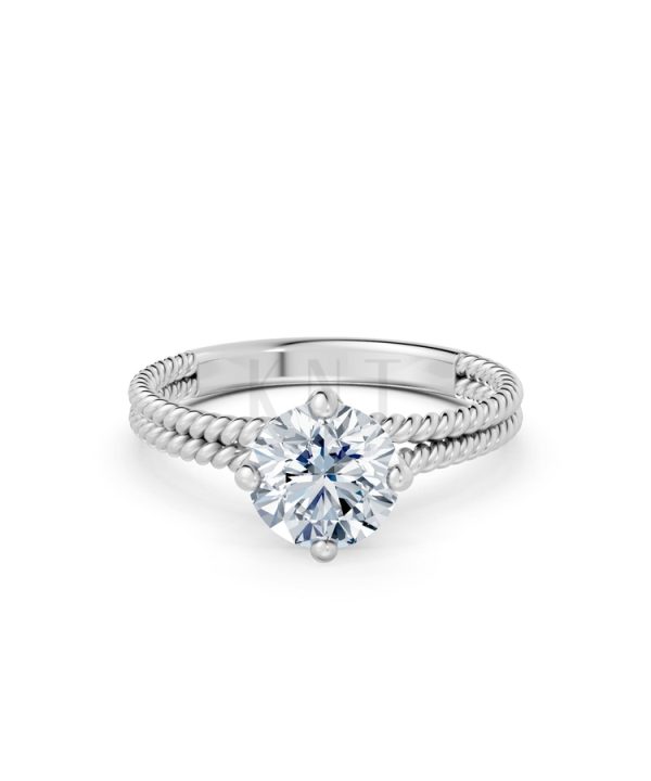 Nhẫn đính hôn đá US R318 màu vàng trắng White Gold vàng sáng, đường nét sắc sảo, tinh tế