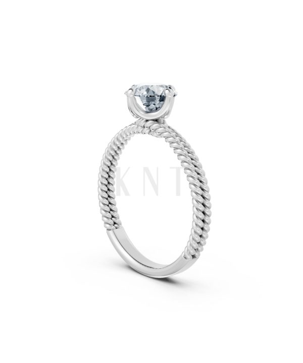 Nhẫn đính hôn đá US R318 màu vàng trắng White Gold vàng sáng bóng, thiết kế trẻ trung