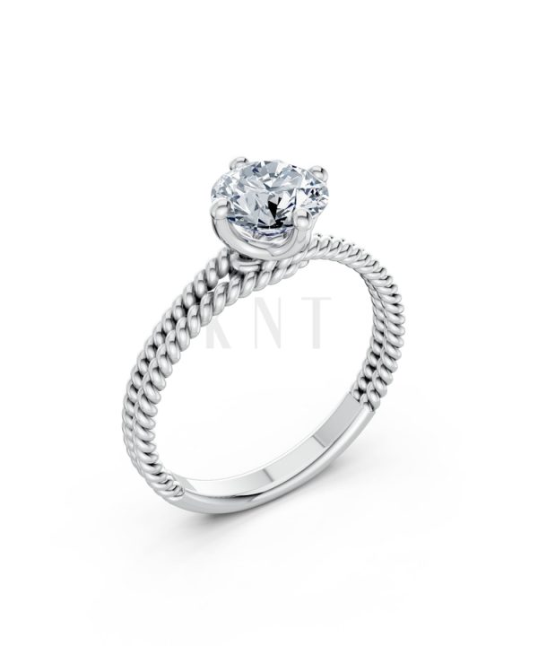 Nhẫn đính hôn đá US R318 màu vàng trắng White Gold kiểu dáng hiện đại, nổi bật