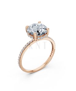 Nhẫn đính hôn đá US R319 màu vàng hồng Rose Gold họa tiết ấn tượng, cá tính