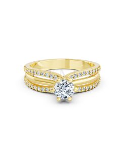 Nhẫn đính hôn R324 màu Vàng Gold thiết kế phá cách, sang trọng