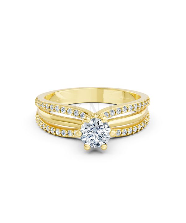 Nhẫn đính hôn R324 màu Vàng Gold thiết kế phá cách, sang trọng