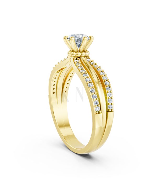 Nhẫn đính hôn R324 màu Vàng Gold vàng 10K/14K/18K/607 cao cấp, thanh lịch