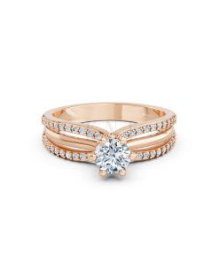Nhẫn đính hôn R324 màu vàng hồng Rose Gold phong cách trẻ trung, nổi bật