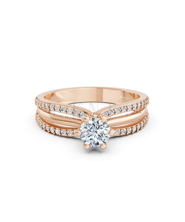 Nhẫn đính hôn R324 màu vàng hồng Rose Gold phong cách trẻ trung, nổi bật