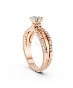 Nhẫn đính hôn R324 màu vàng hồng Rose Gold vàng đẹp, họa tiết hình học, độc đáo