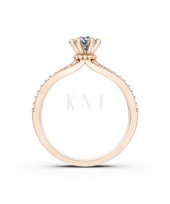 Nhẫn đính hôn R324 màu vàng hồng Rose Gold thiết kế đối xứng, phong cách, ấn tượng