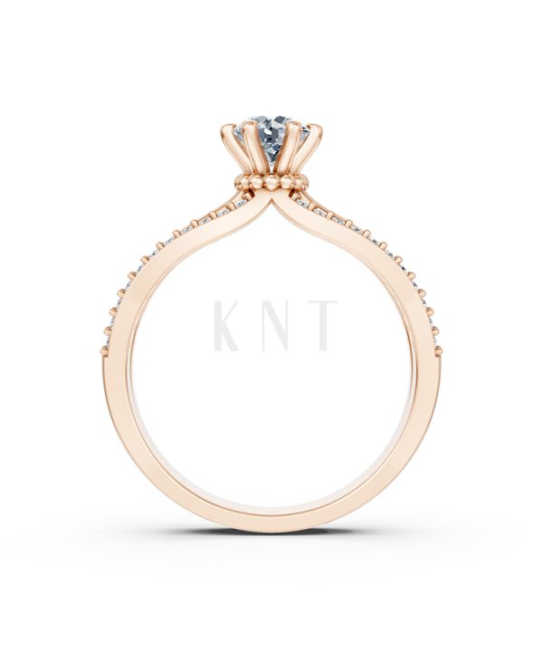 Nhẫn đính hôn R324 màu vàng hồng Rose Gold thiết kế đối xứng, phong cách, ấn tượng