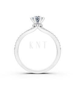 Nhẫn đính hôn R324 màu vàng trắng White Gold vàng sáng bóng, thiết kế trẻ trung