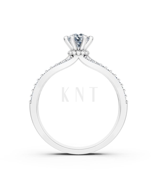 Nhẫn đính hôn R324 màu vàng trắng White Gold vàng sáng bóng, thiết kế trẻ trung