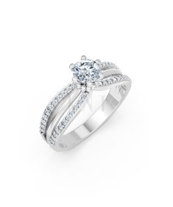 Nhẫn đính hôn R324 màu vàng trắng White Gold kiểu dáng hiện đại, nổi bật