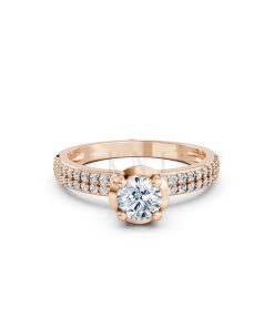 Nhẫn đính hôn R325 màu vàng hồng Rose Gold thiết kế đối xứng, phong cách, ấn tượng